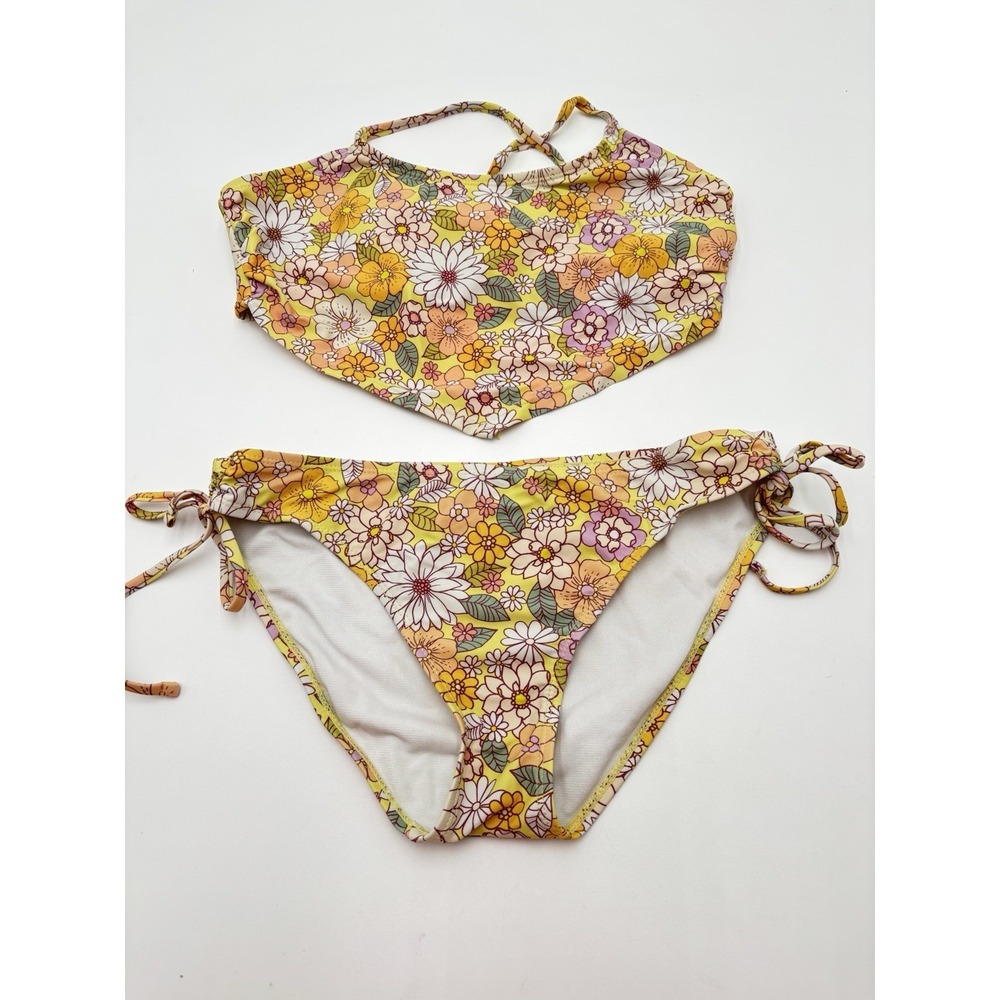 Cabana by Crown & Ivy Floral Bikini Set M Retro Boho Festival Swimwear